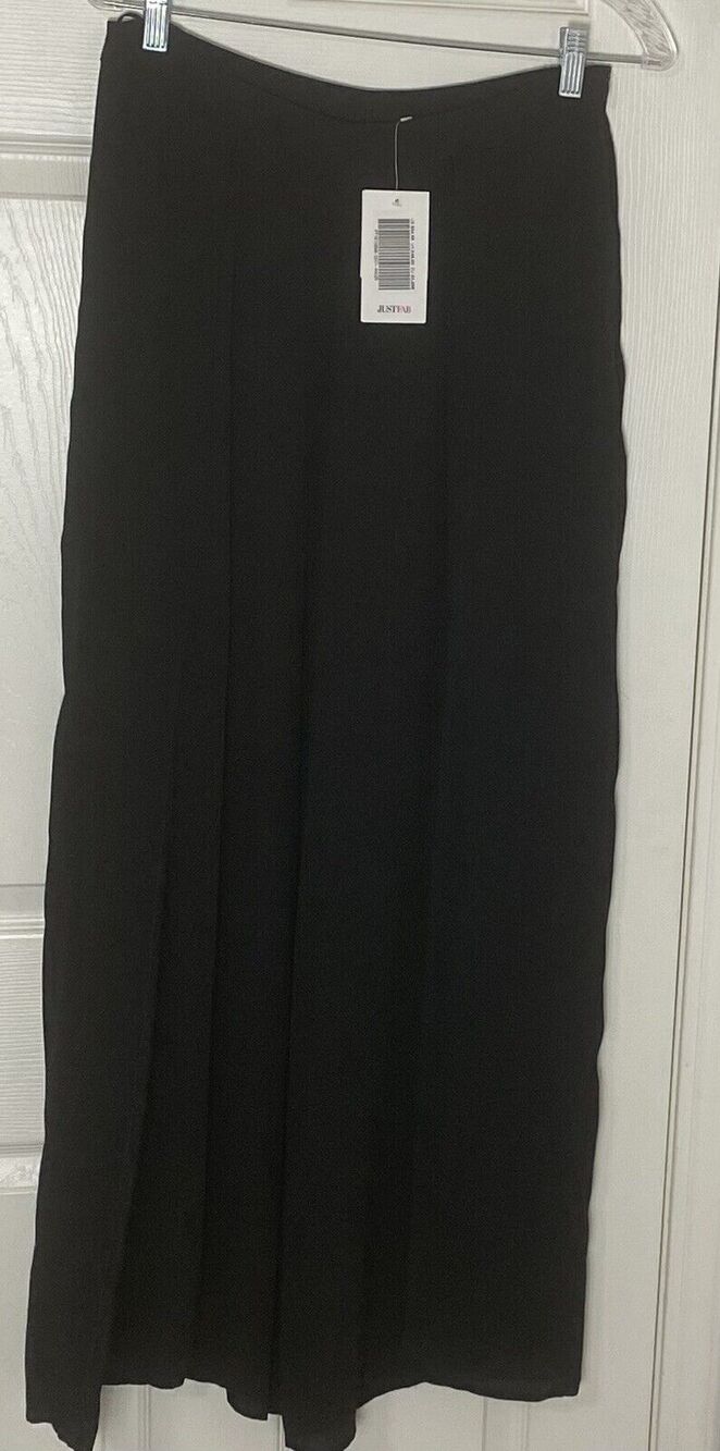 Just Fab Women’s Black High Split Sheer Pants With Solid Shorts Size Small NWT